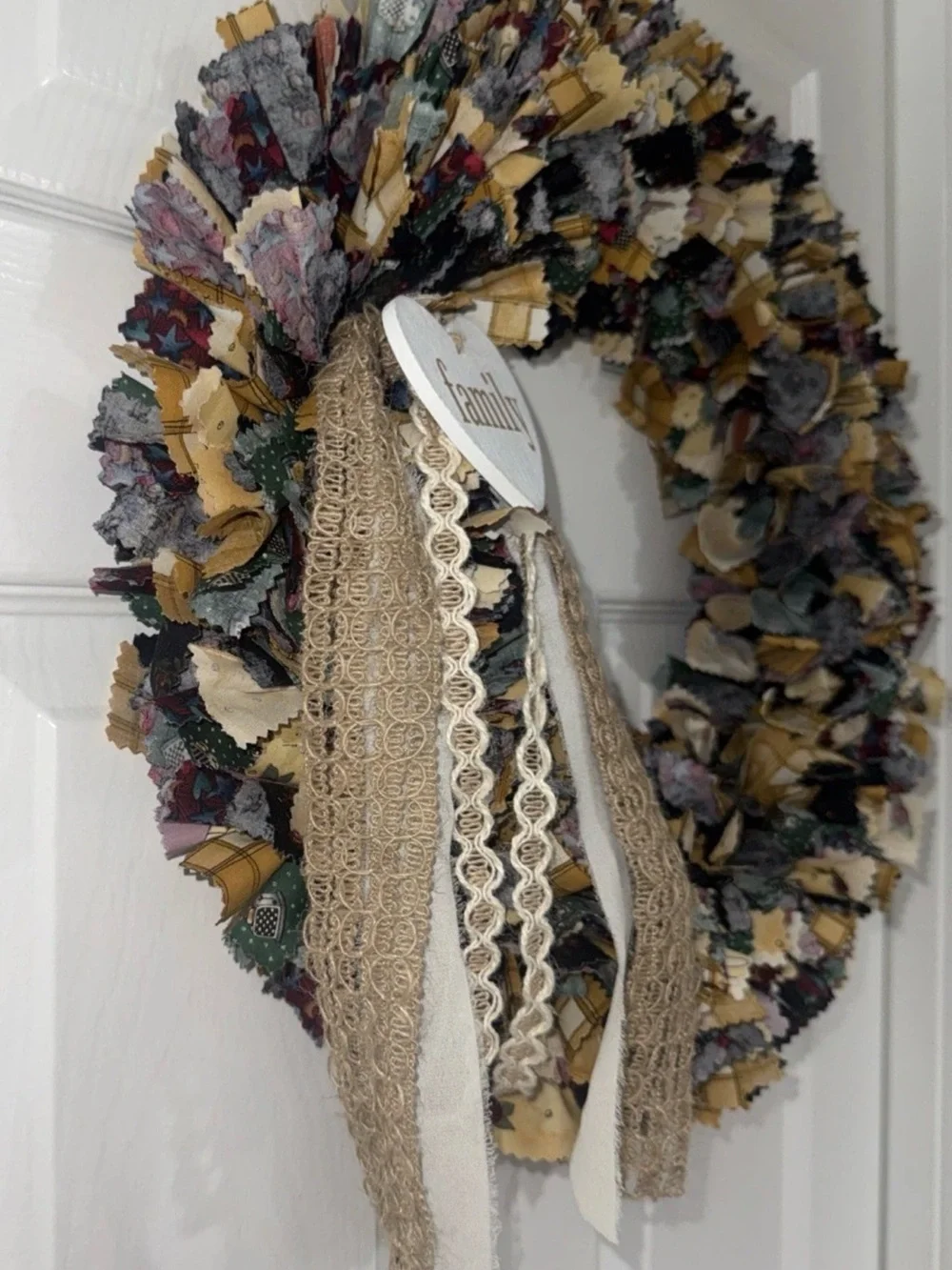 Handmade Rag Wreath Grandmacore Cottage Eclectic 